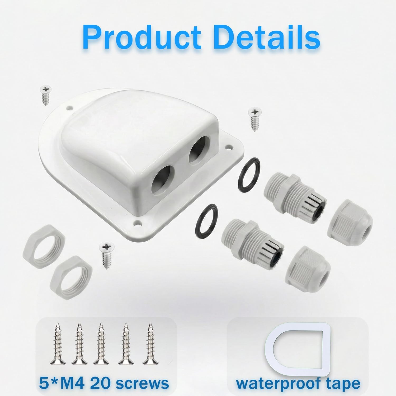 Waterproof Solar Cable Entry Gland with Leak-Proof Rubber Gaskets, ABS Double…