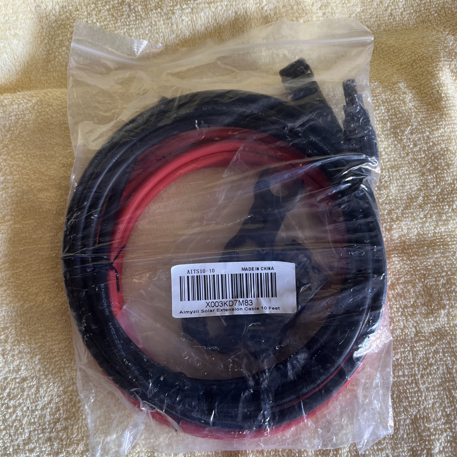 10FT / 20FT / 30FT Wire 10AWG Solar Panel Extension Cable Connectors Black Red