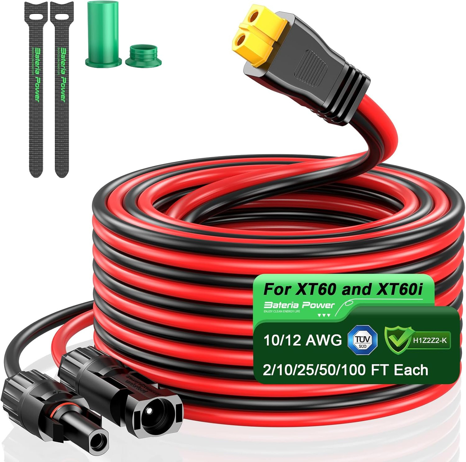 Solar Panel Cable XT60 Extension 12AWG 2FT Compatible with EcoFlow Anker Solix