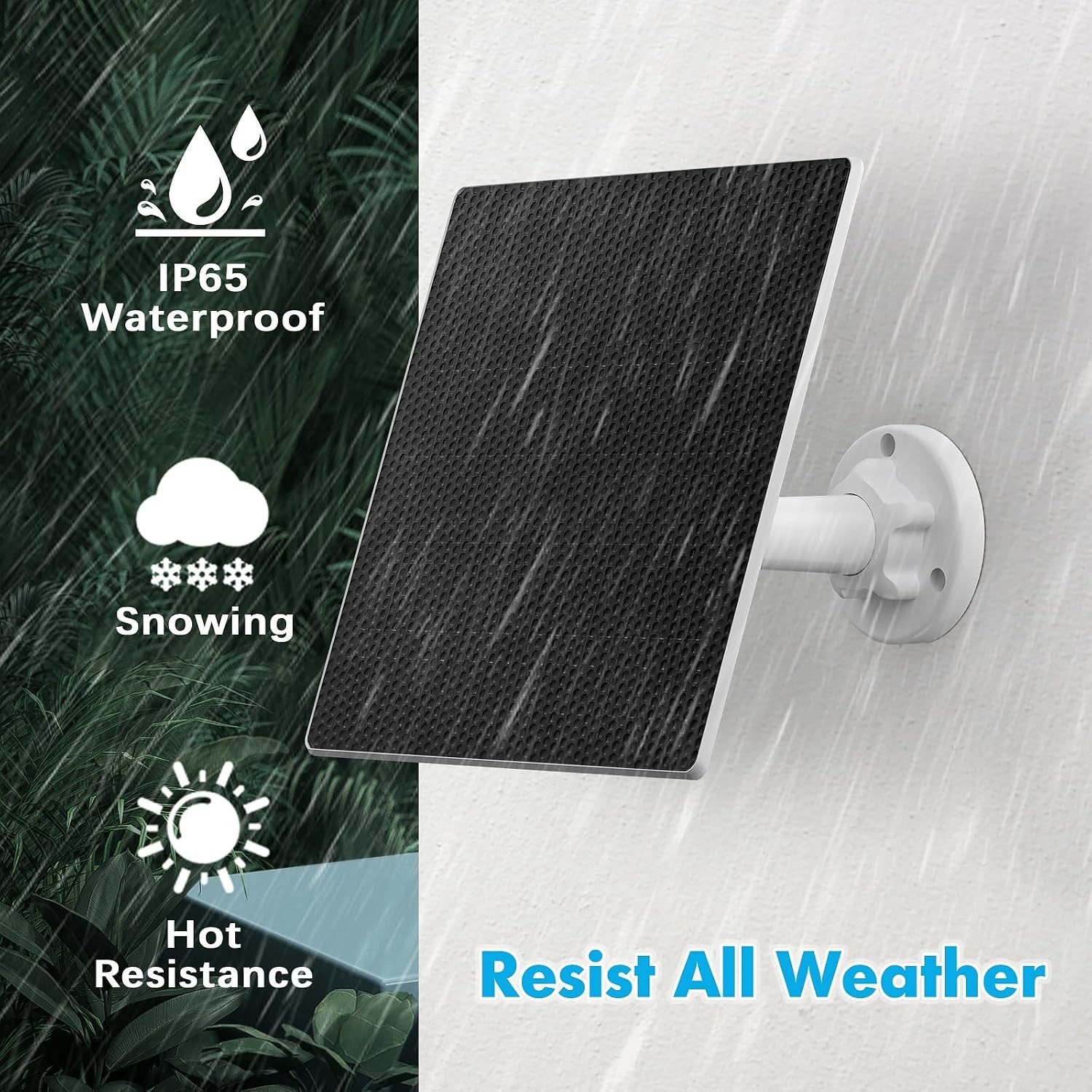 Outdoor Security Camera Solar Panel Charger, 5W, USB C/Micro USB, Waterproof