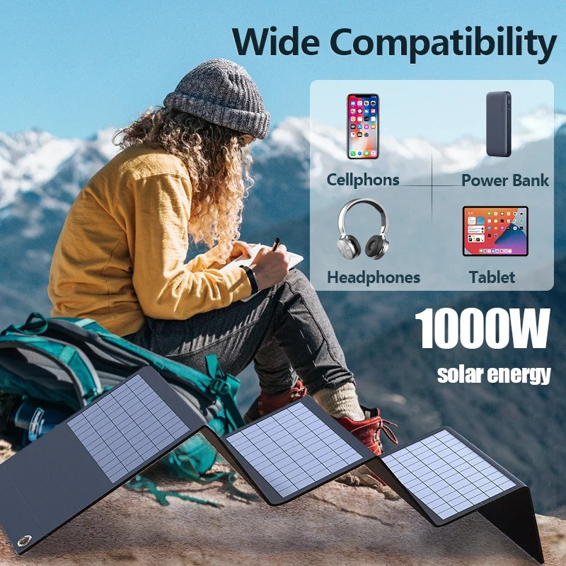 1000W Portable Camping Solar Panel USB+DC Solar Charger