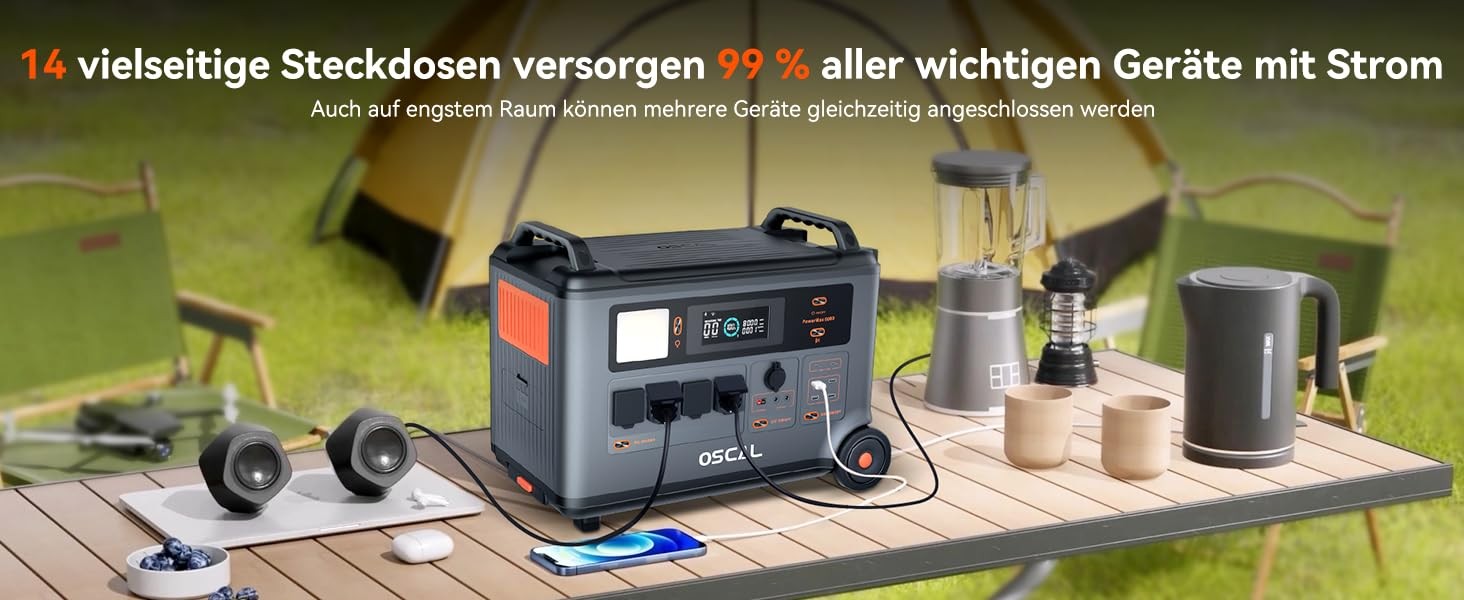 3600Wh Portable Power Station PowerMax 6000 6000W LiFePO4 Solargenerator OSCAL