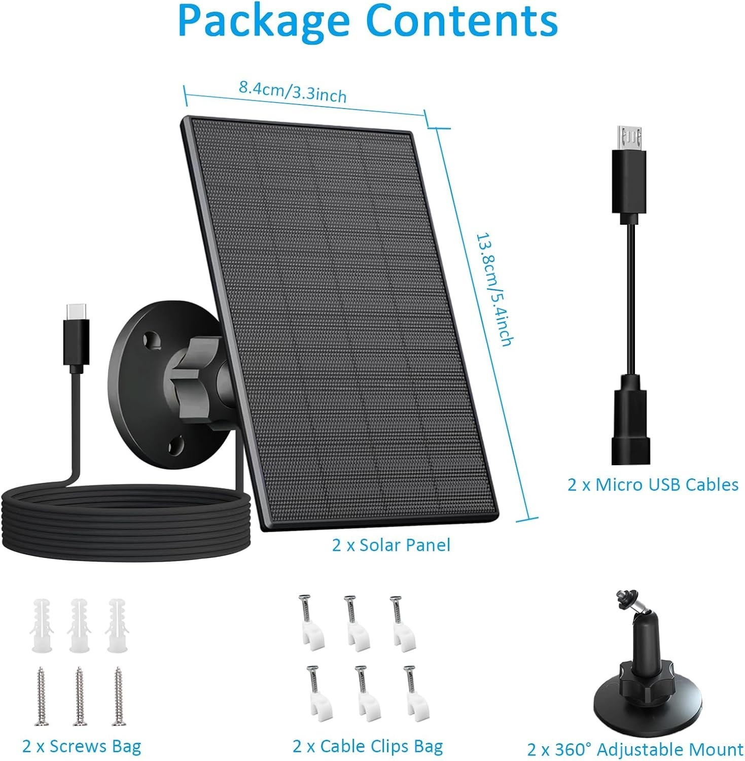 2W Solar for Security Camera, Solar Panel Charger Compatible with Blink Outdo…
