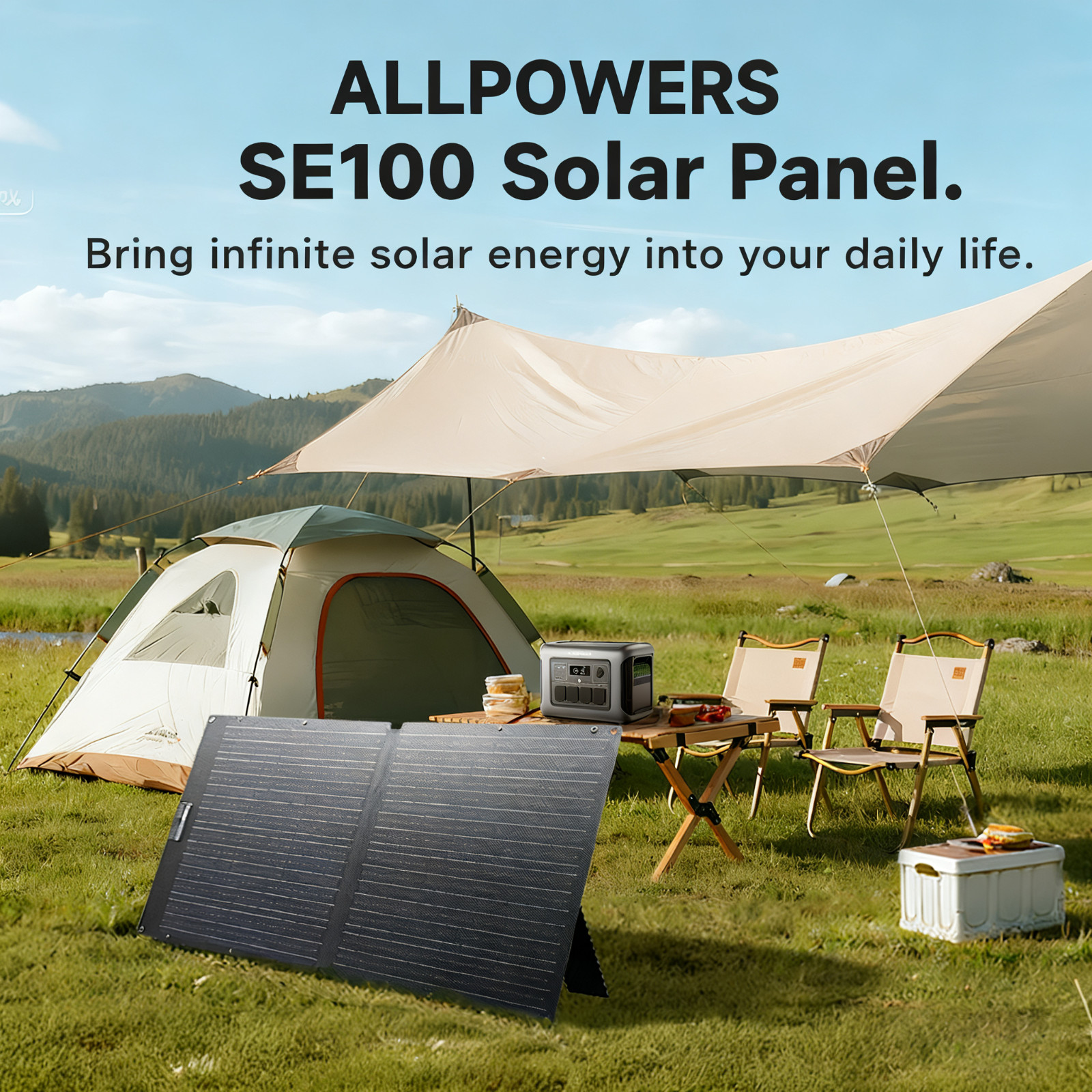 ALLPOWERS SE100 100W Foldable Solar Panel IP68 Waterproof Camping Charger