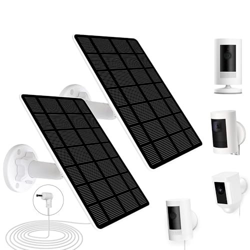 2-Pack 5W 6V Solar Panels for Ring Cameras, Solar Charger with 13FT Cable & USB-