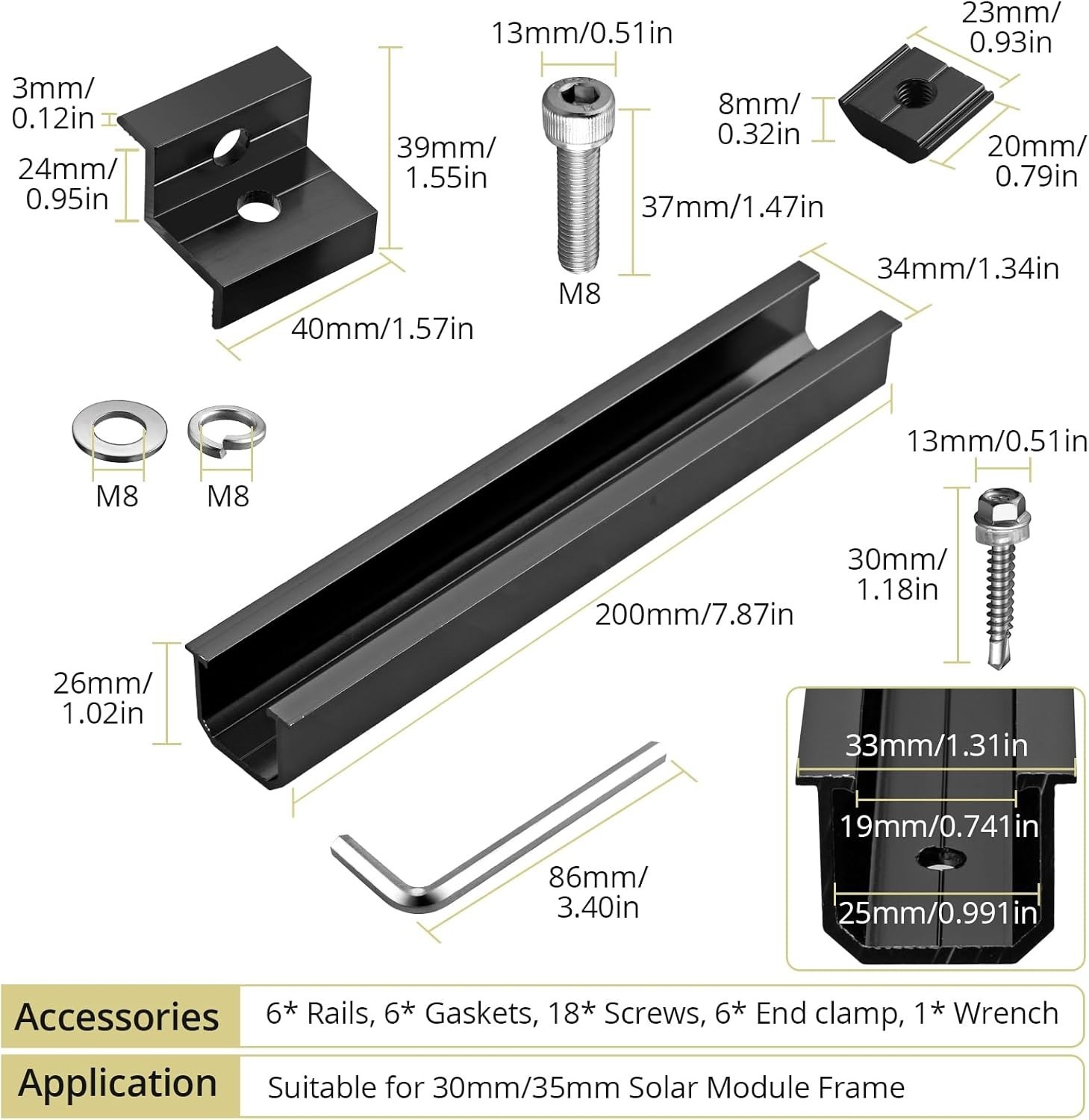 Solar Panel Bracket Kit – 6 Pcs Aluminum Mounts for Metal & Flat Roofs