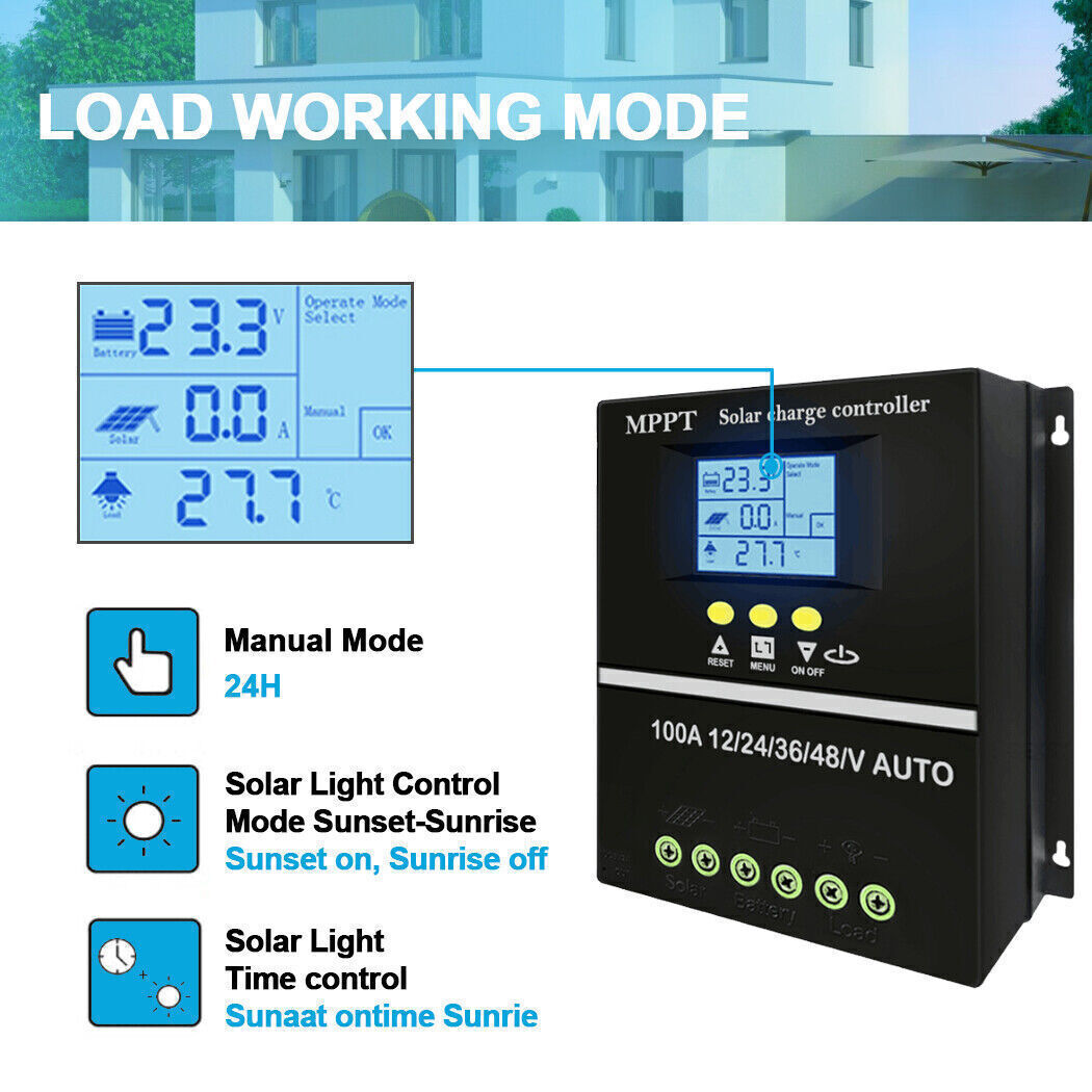 60A 80A 100A Solar Charge Controller 12V-48V Auto Max 90V PV In,No Need Tariffs