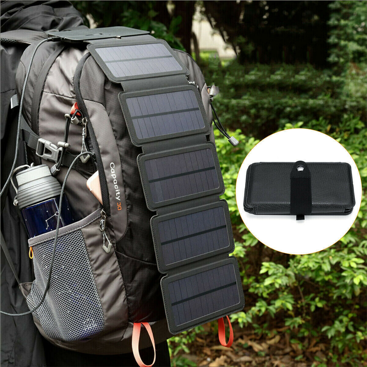 Solar Panel Folding PV Power Outdoor Camping Hiking USB Phone Charger Portable