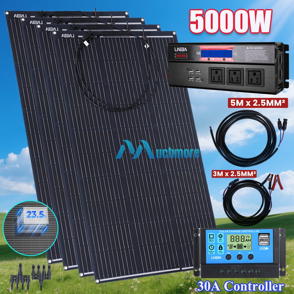 Complete Solar Panel Kit with 5000W Inverter & Controller Home 110V Grid System