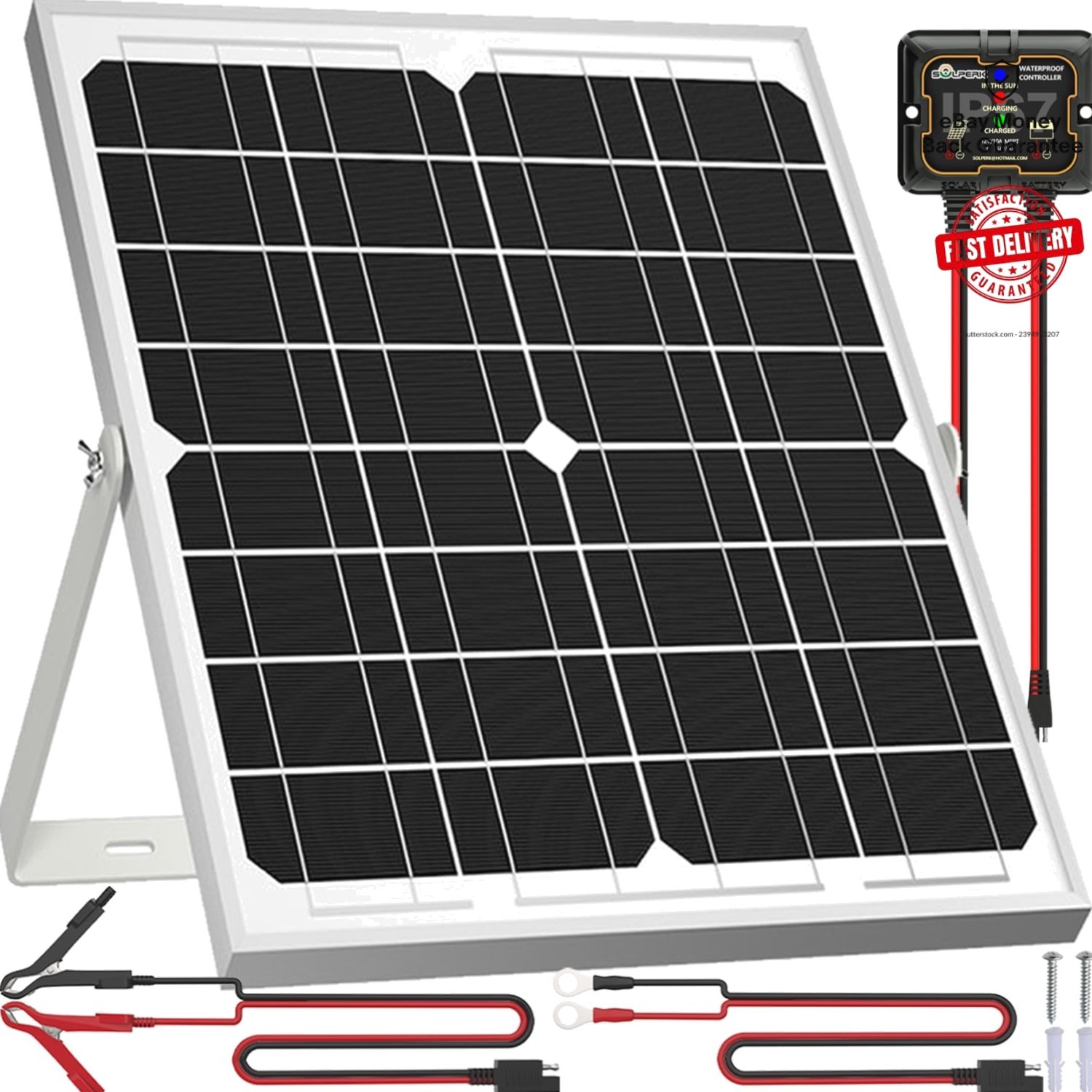 20W Waterproof Solar Panel Kit with Smart MPPT Controller & Adjustable Bracket