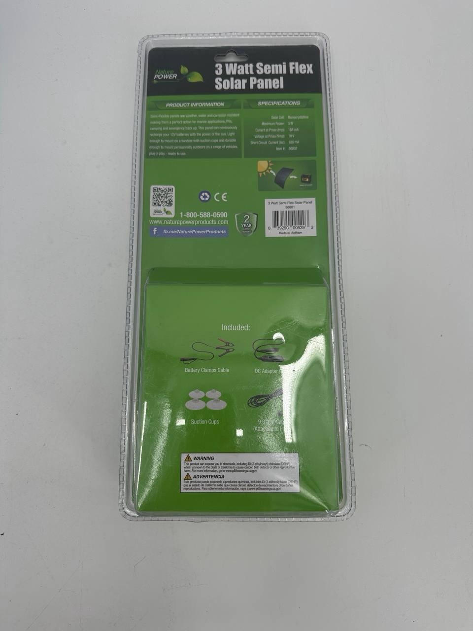 Nature Power 3W Semi-Flex Solar Panel 12V Battery Charger 56801 New Sealed