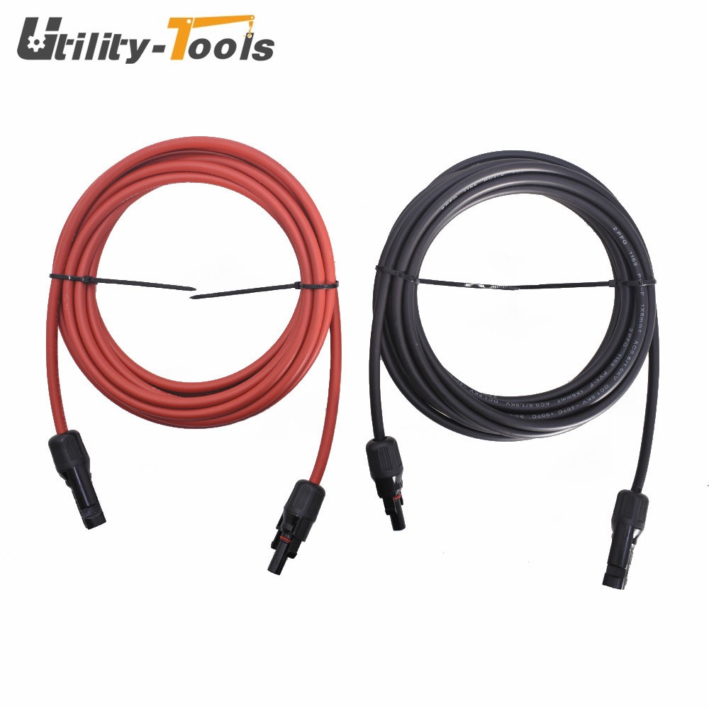 10AWG 15Feet High Quality Black + Red Solar Panel Extension Cable Wire Connector