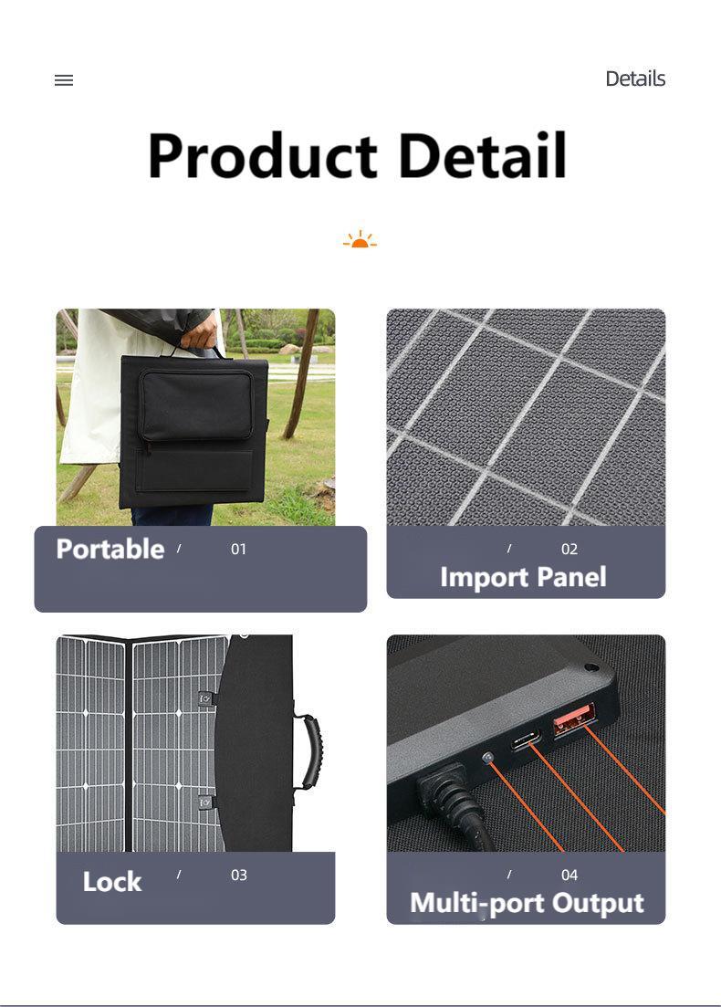 200W Portable Solar Panel Kit Folding Power Bank Waterproof Smart Camp Charger