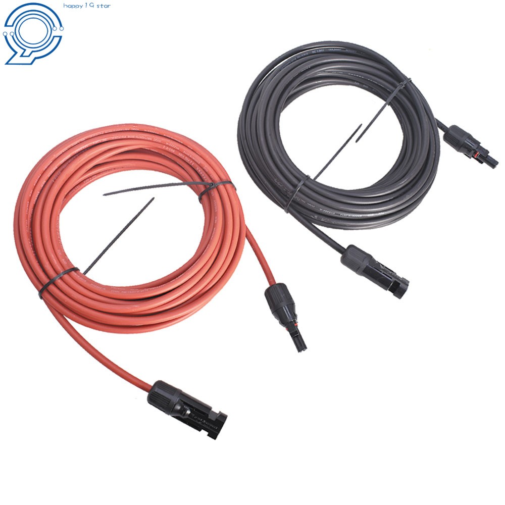 1 Pair 30 FT Black + Red 12AWG Solar Panel Extension Cable Wire Connector