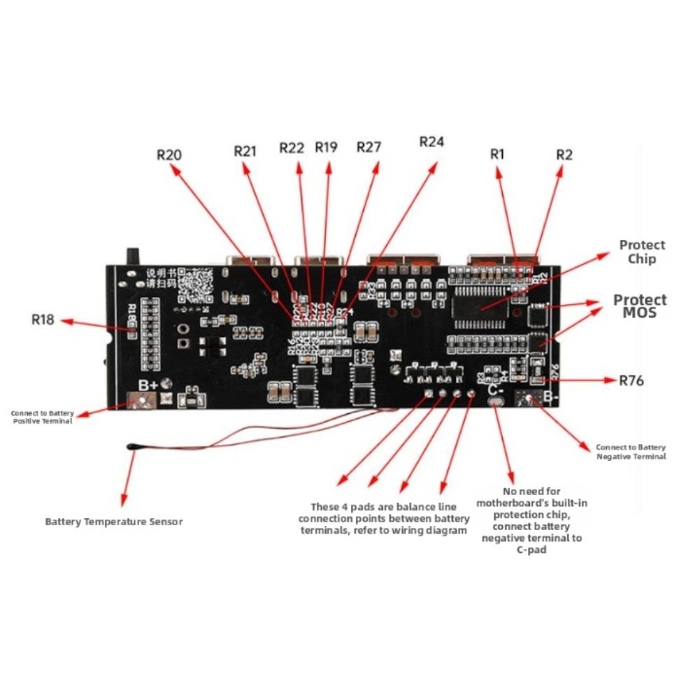 Power Bank Module Overcurrent Protection For Smartphones USB-C PD Input/output