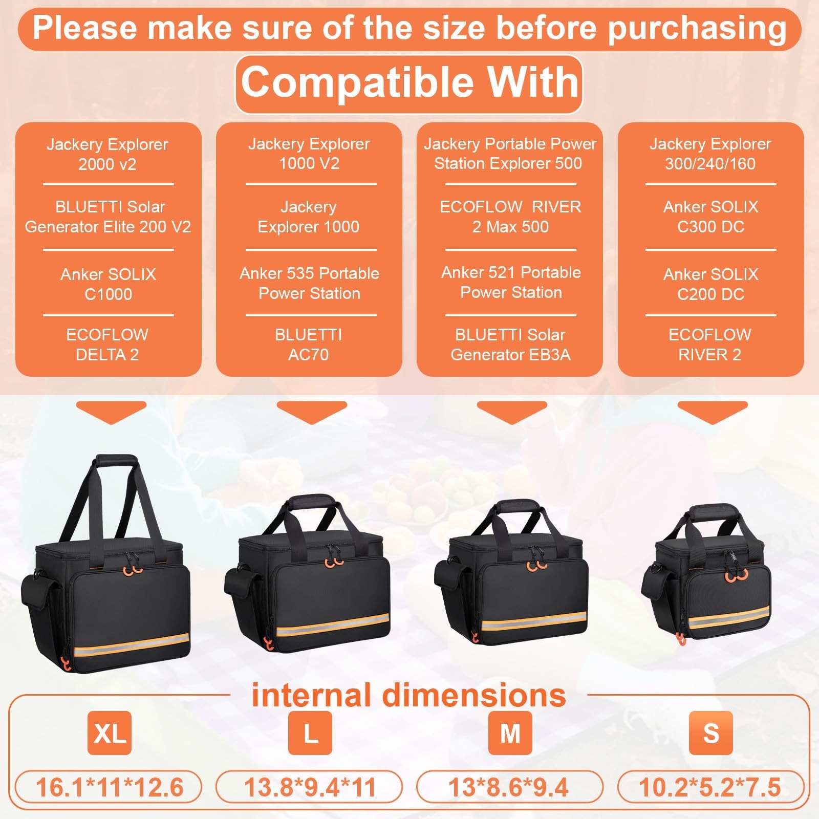 Portable Station Bag for Jackery Explorer 1000 V2/1000 – Water-Resistant, Non-Sl