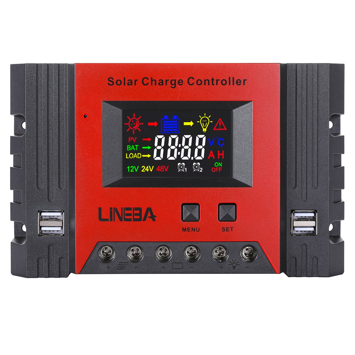 5200W 100A 4USB Real-time Solar Charger Controller 12V/24V/48V Battery Regulator