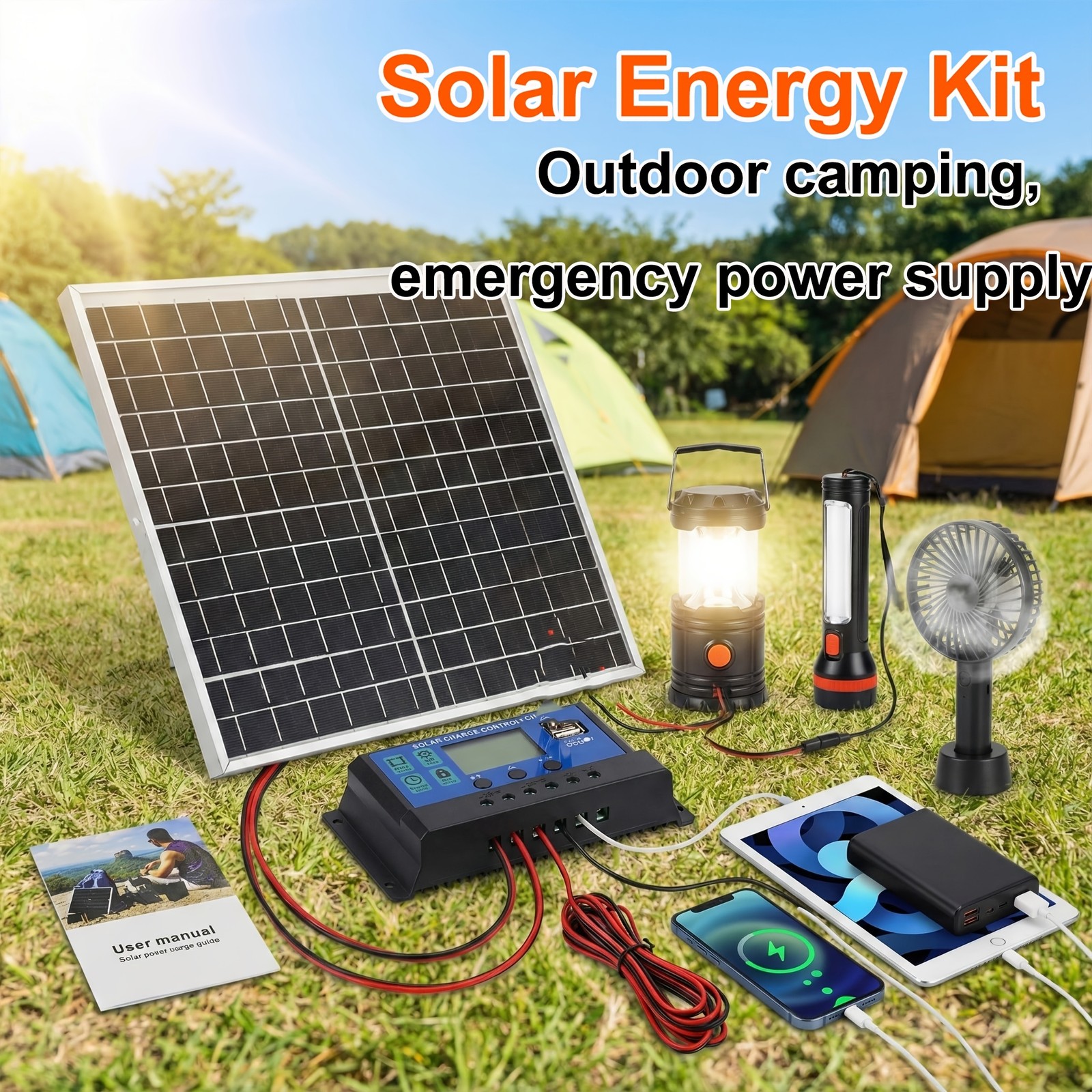 Solar Panel Kit with 100A Controller, 18V USB Port for Car Boat RV