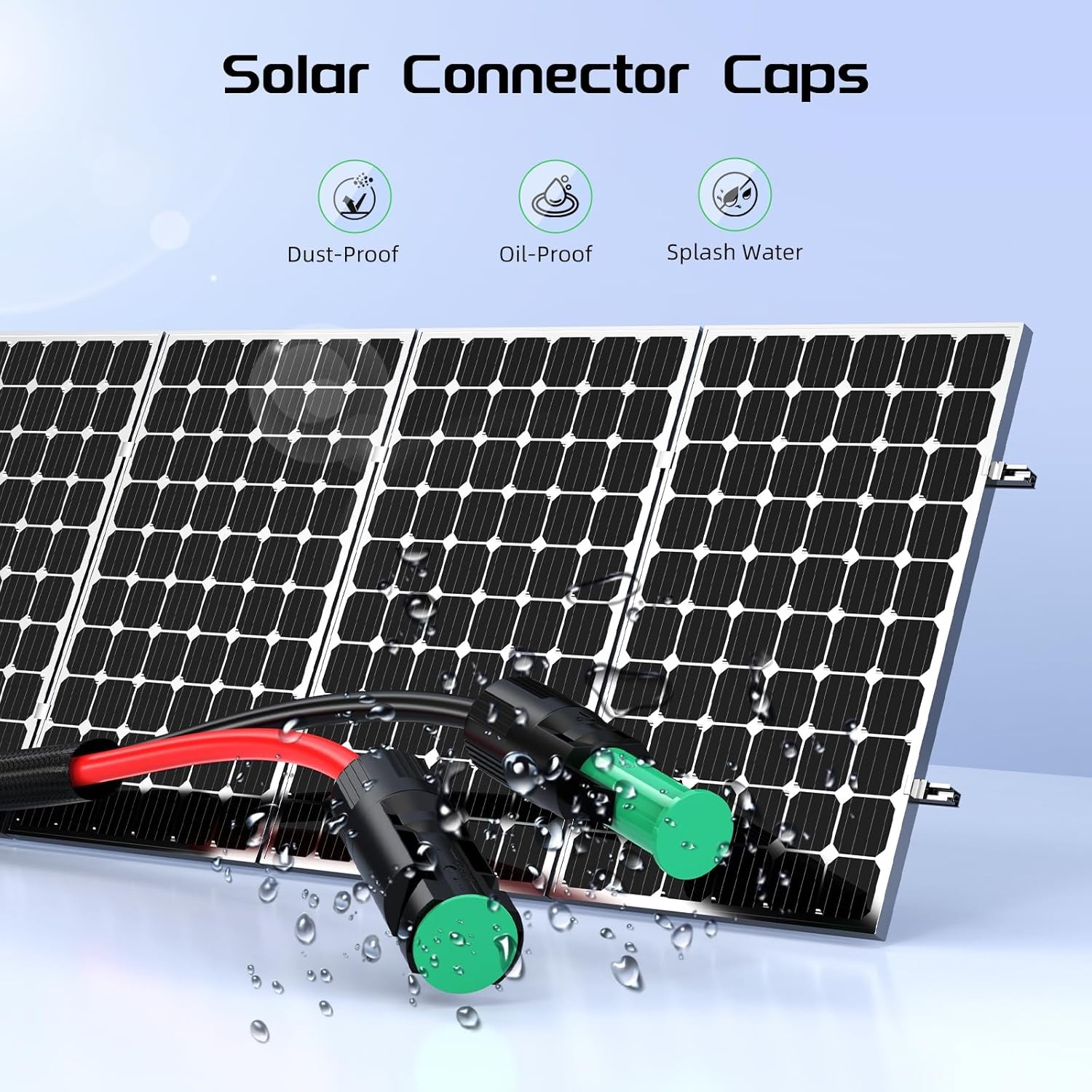 10AWG 30FT Solar Panel Extension Cable W IP68 Connectors Dust Caps For RV Home