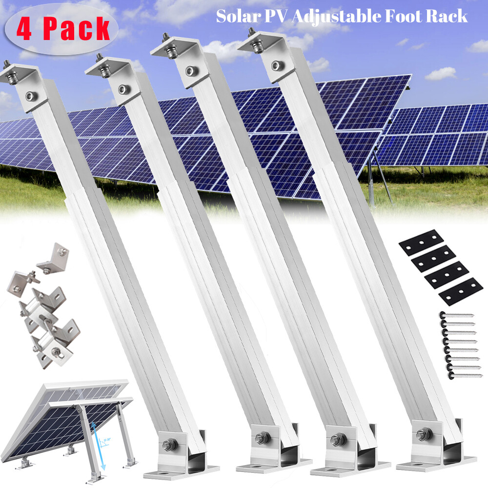 4 Pcs Adjustable Tilt Solar Panel Mount Brackets Kit Aluminum Alloy for Off-Grid