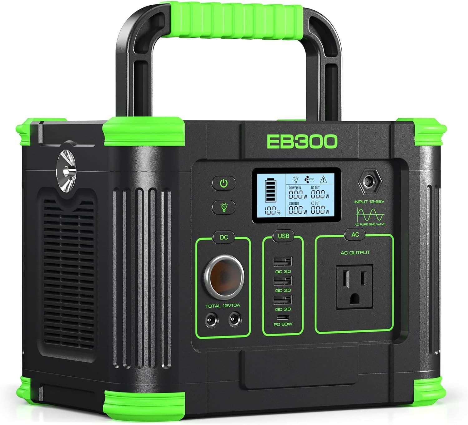 Portable Power Station 330W Lithium Solar Generator with 288Wh Pure Sine Wave