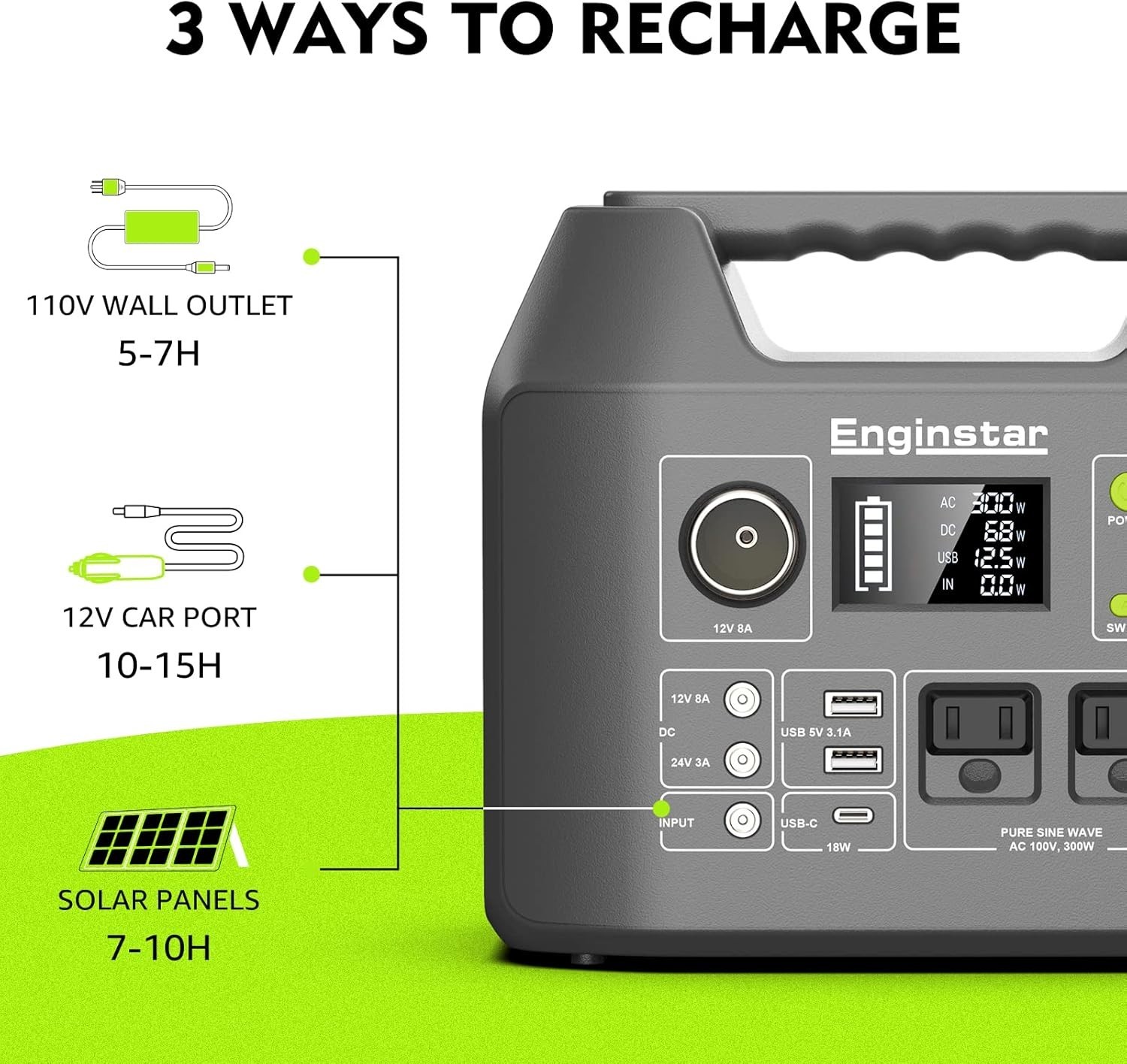 300W Portable Solar Generator, 296Wh Battery Power for Camping & RV Adventures
