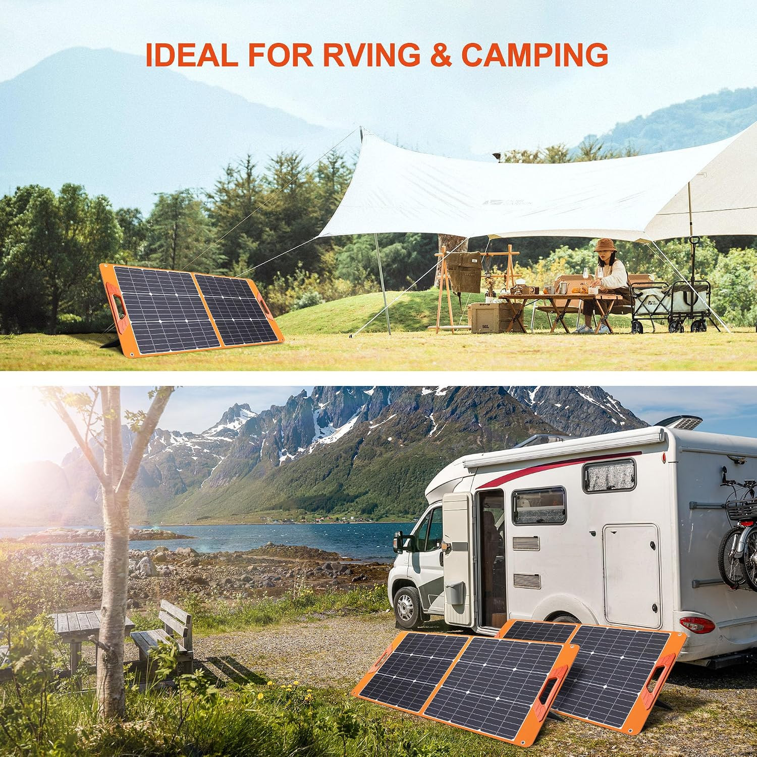 Solar Panels 100Watt Portable 24% High-Efficiency 18V Foldable Solar Charger wit