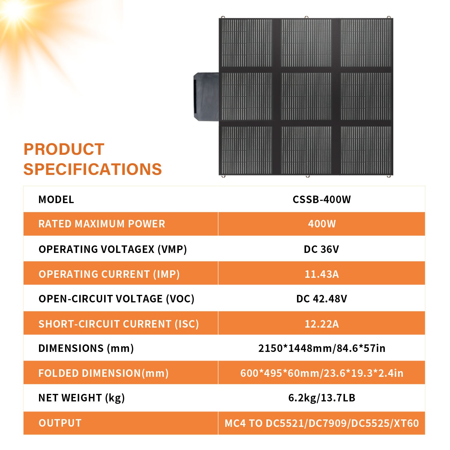 500W 400W 300W Foldable Portable Solar Panel for Power Station Charging Camping