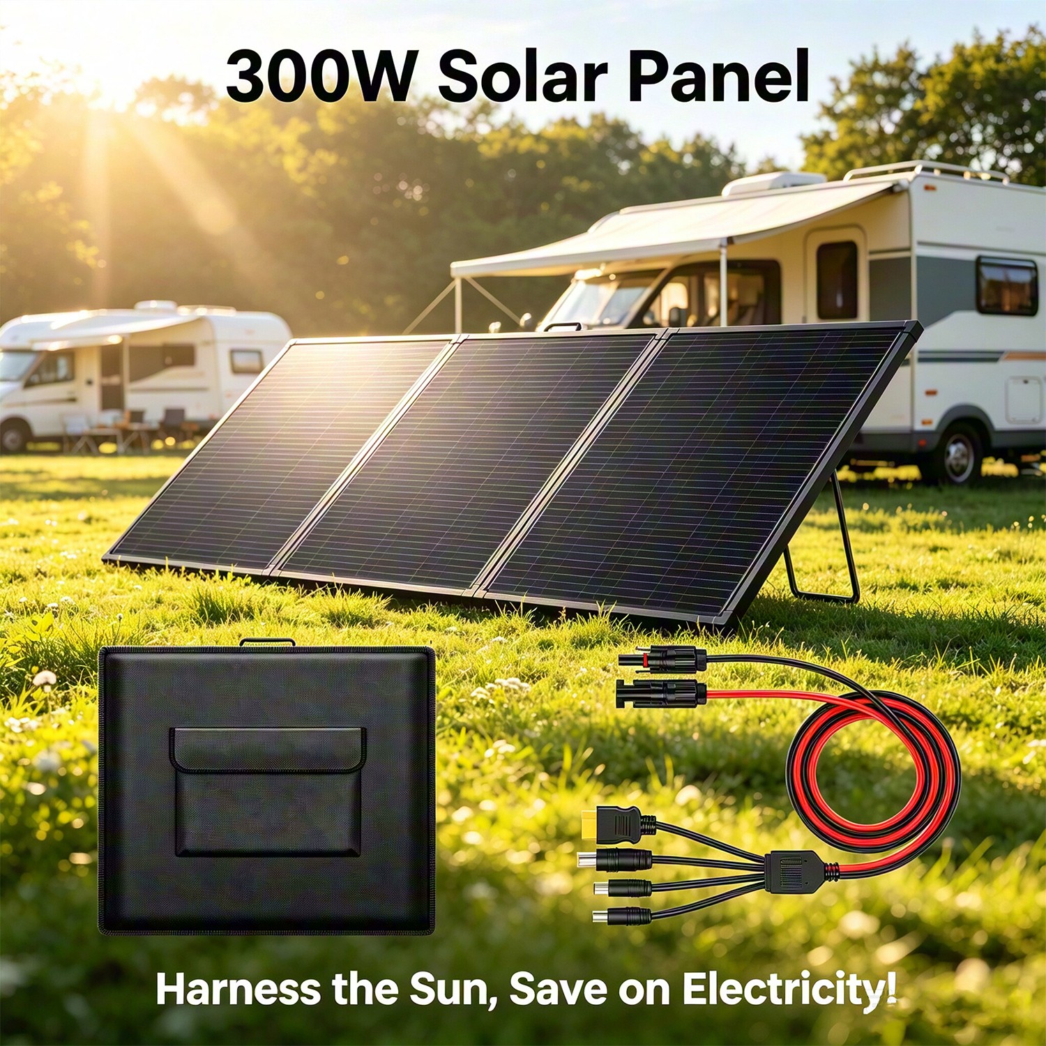 300W Portable ETFE Solar Panel Foldable for Power Station Charging Solar Charger