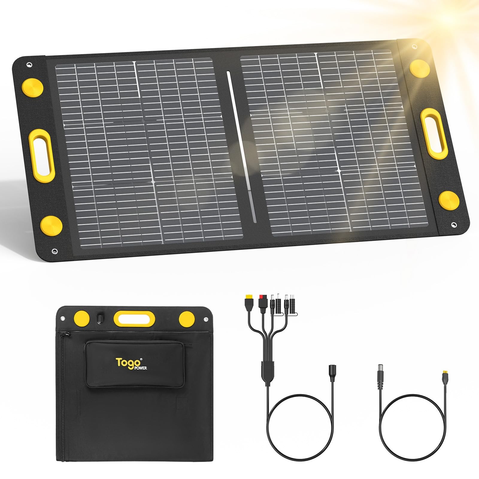 100W Bifacial Portable Solar Panel, Bend Resistant Foldable Solar Panel 100Wa…