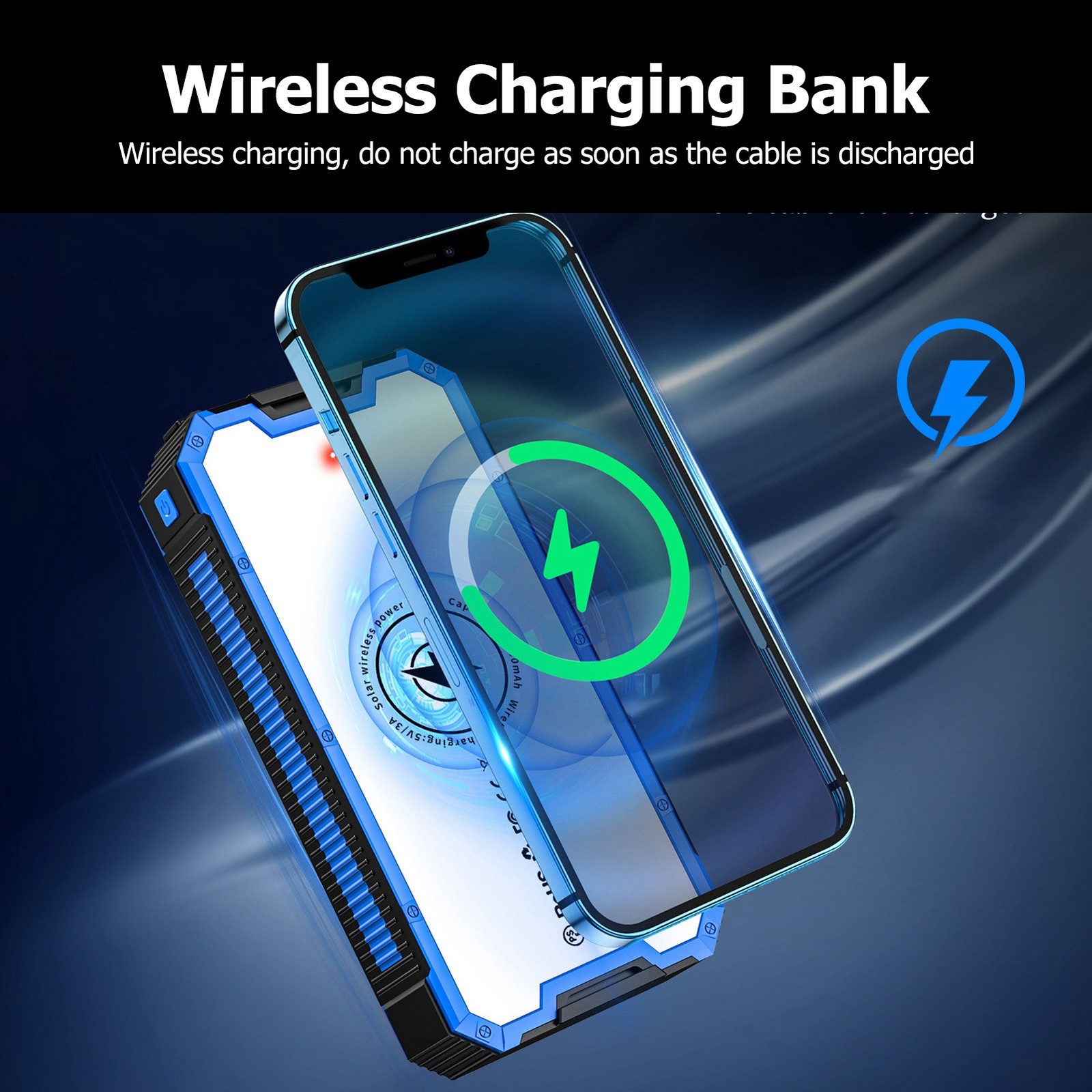 36800mAh Solar Power Bank With Wireless Charging For Outdoor Camping