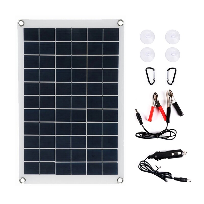20W Solar Panel Semi-flexible 18V Power Dual USB Camping Home Battery Charge