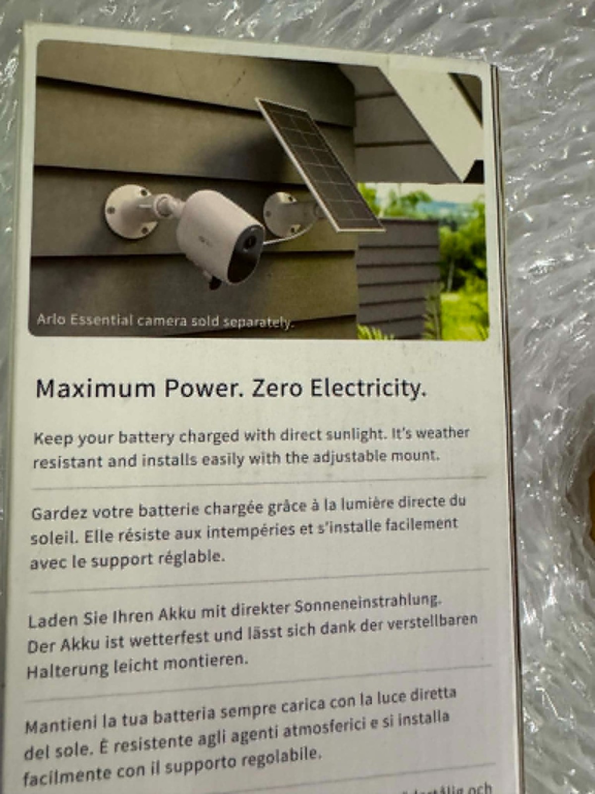 Arlo Solar Panel Charger VMA3600-10000S Essential Cameras Weather Resistant New
