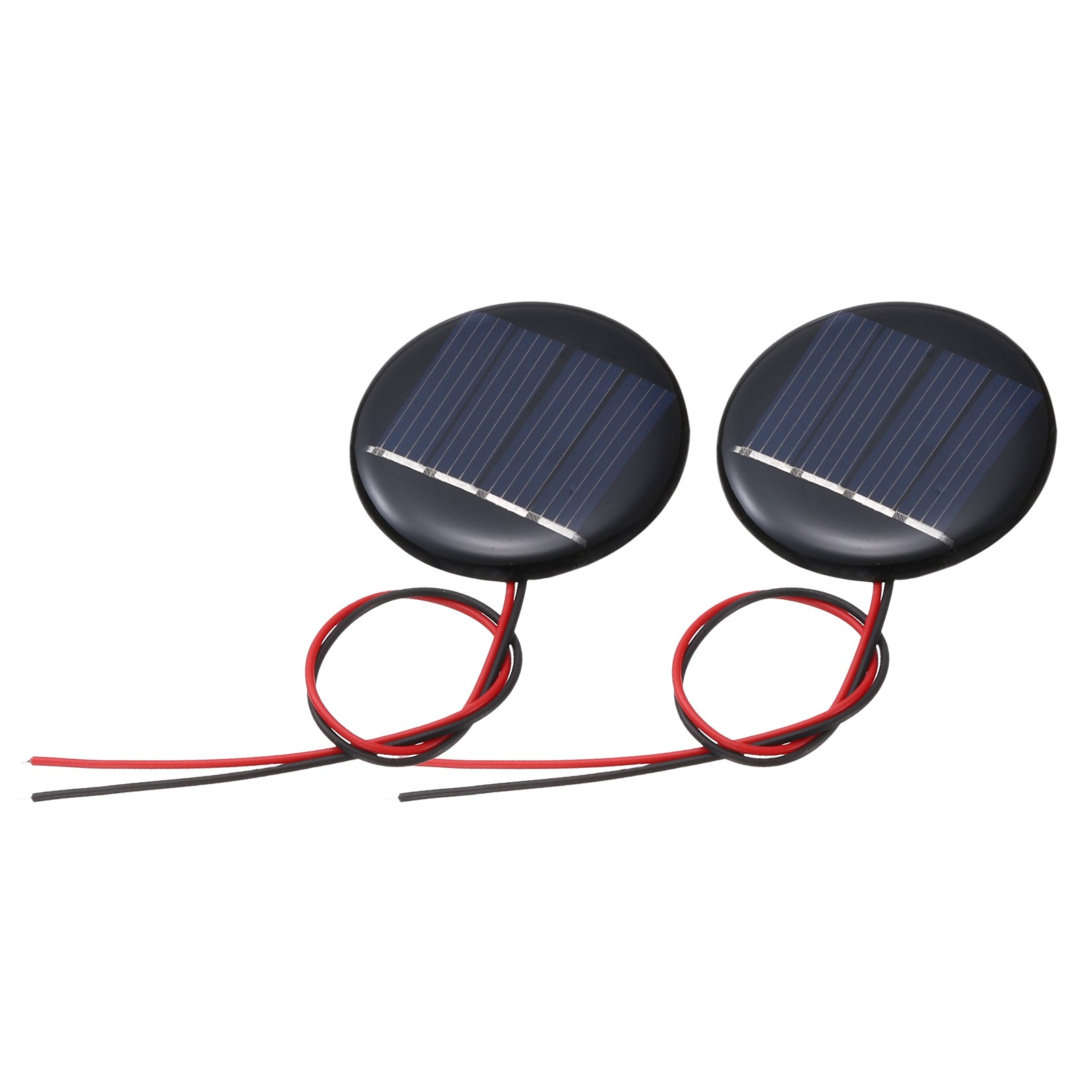 2Pcs 2V 0.08W 40mA Round Mini Solar Panels with Cable