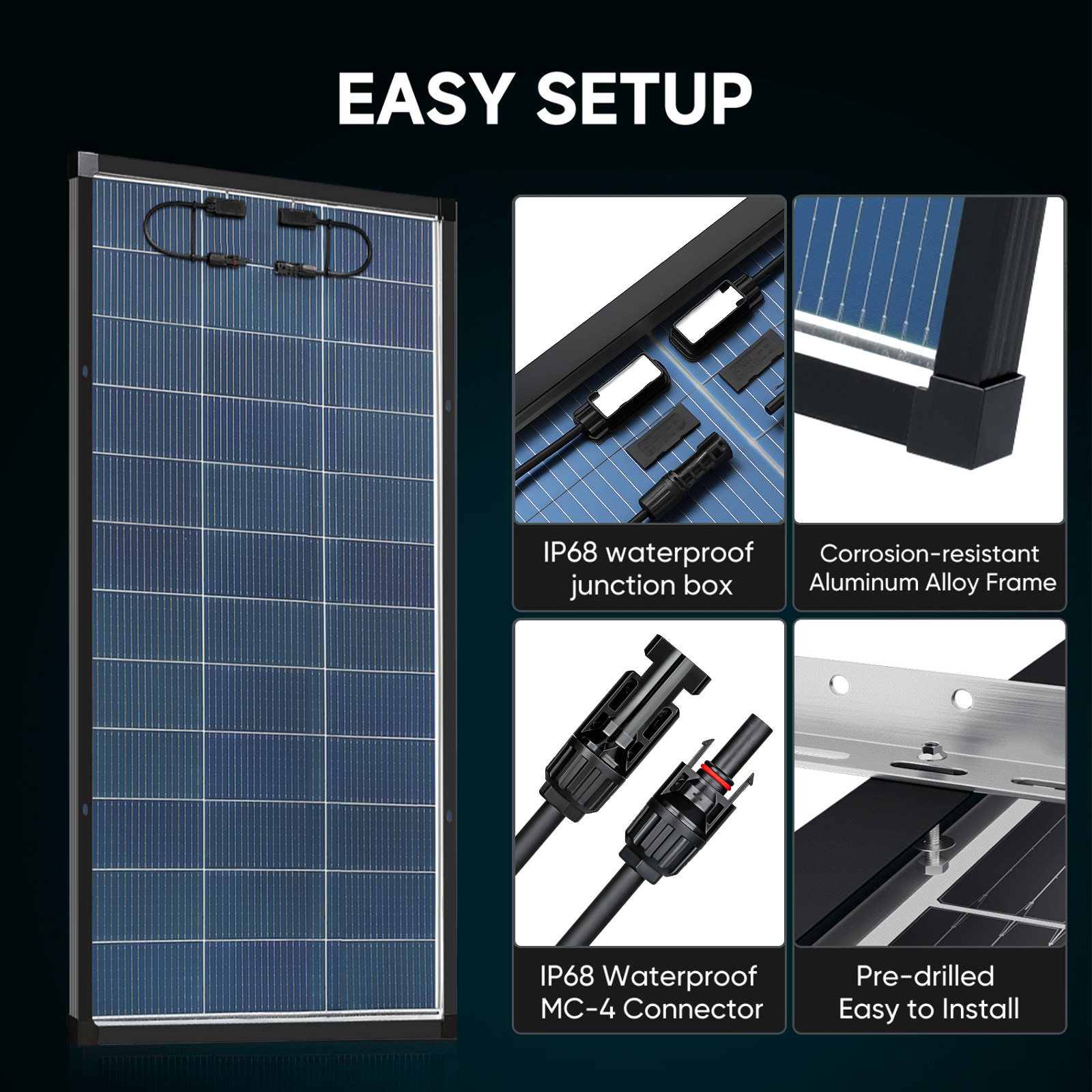 Bifacial Solar Panel 200W 12V Mono N-Type Solar Battery Charging Home Off-Grid