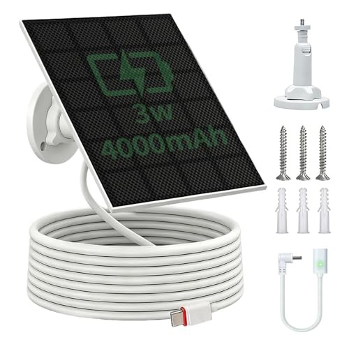 3W Solar Panel with 4000mAh Built-in Battery for Ring Camera & Doorbell, True