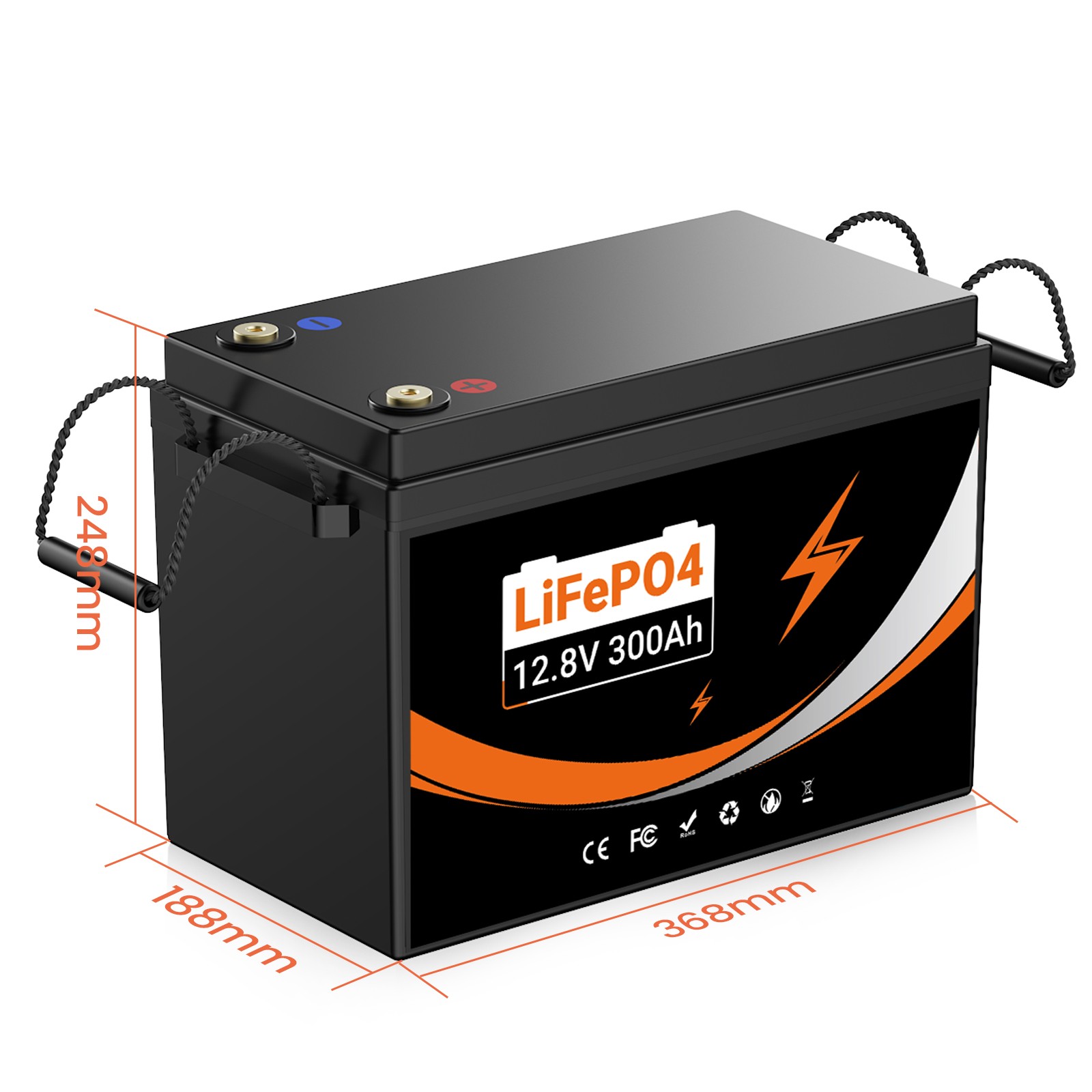 12V 300Ah LiFePO4 Battery 4000+ Deep Cycles 3840Wh 200A BMS for RV OffGrid Solar