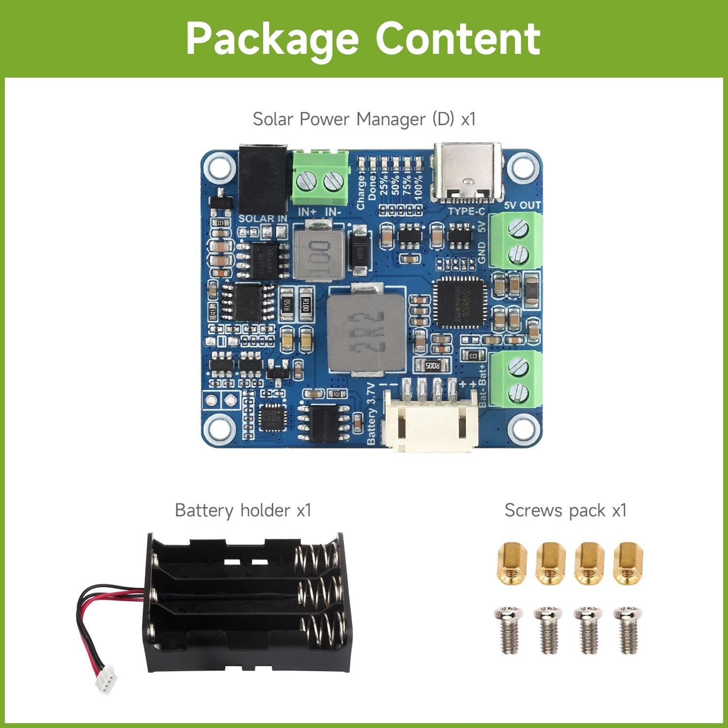 Waveshare Solar Power Management Module (D), Supports 6V~24V Solar Panel New
