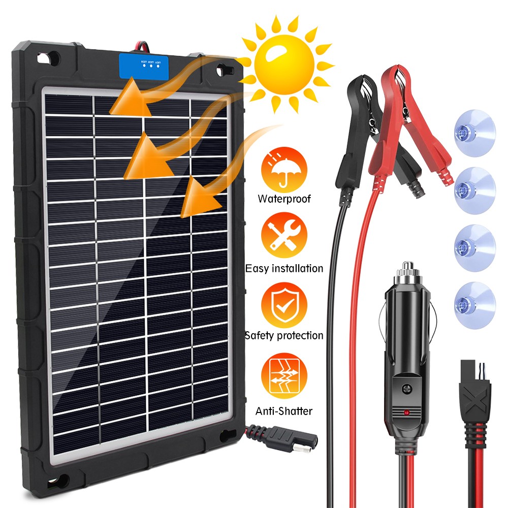 12V 20W Solar Car Battery Trickle Charger Maintainer with Smart MPPT Controller