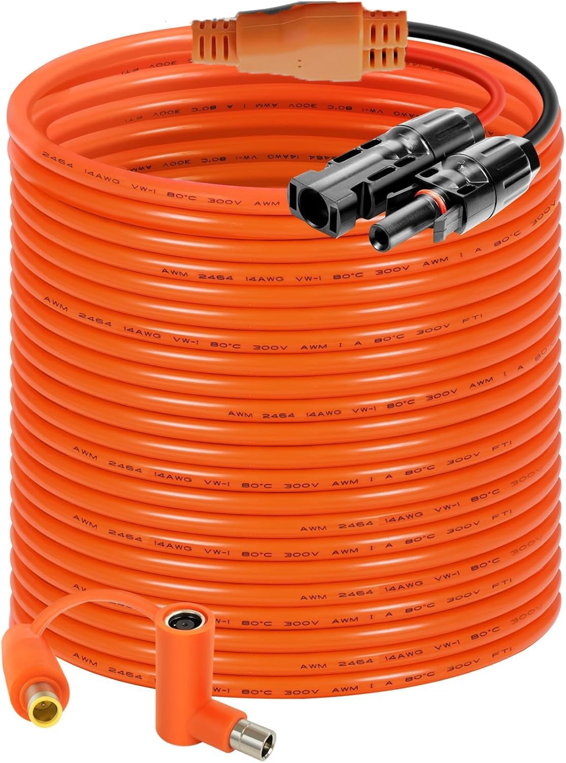 Solar Connector to DC 8mm Adapter Cable 50FT, 12AWG + 14AWG Tinned Copper Wir…