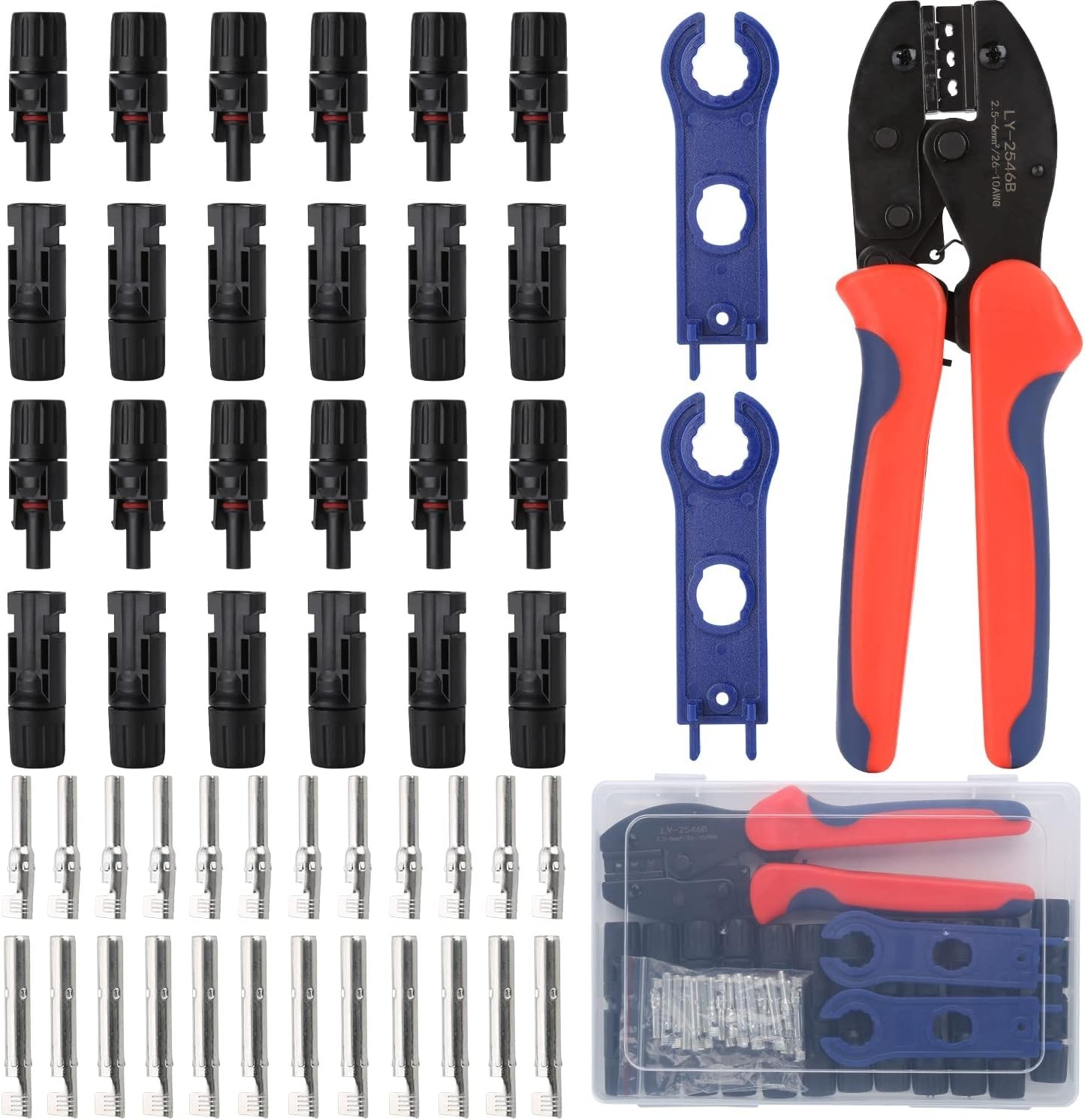 Solar Crimping Tool for Solar Panel Cable with 12 Pairs Solar Connectors, 1PC…