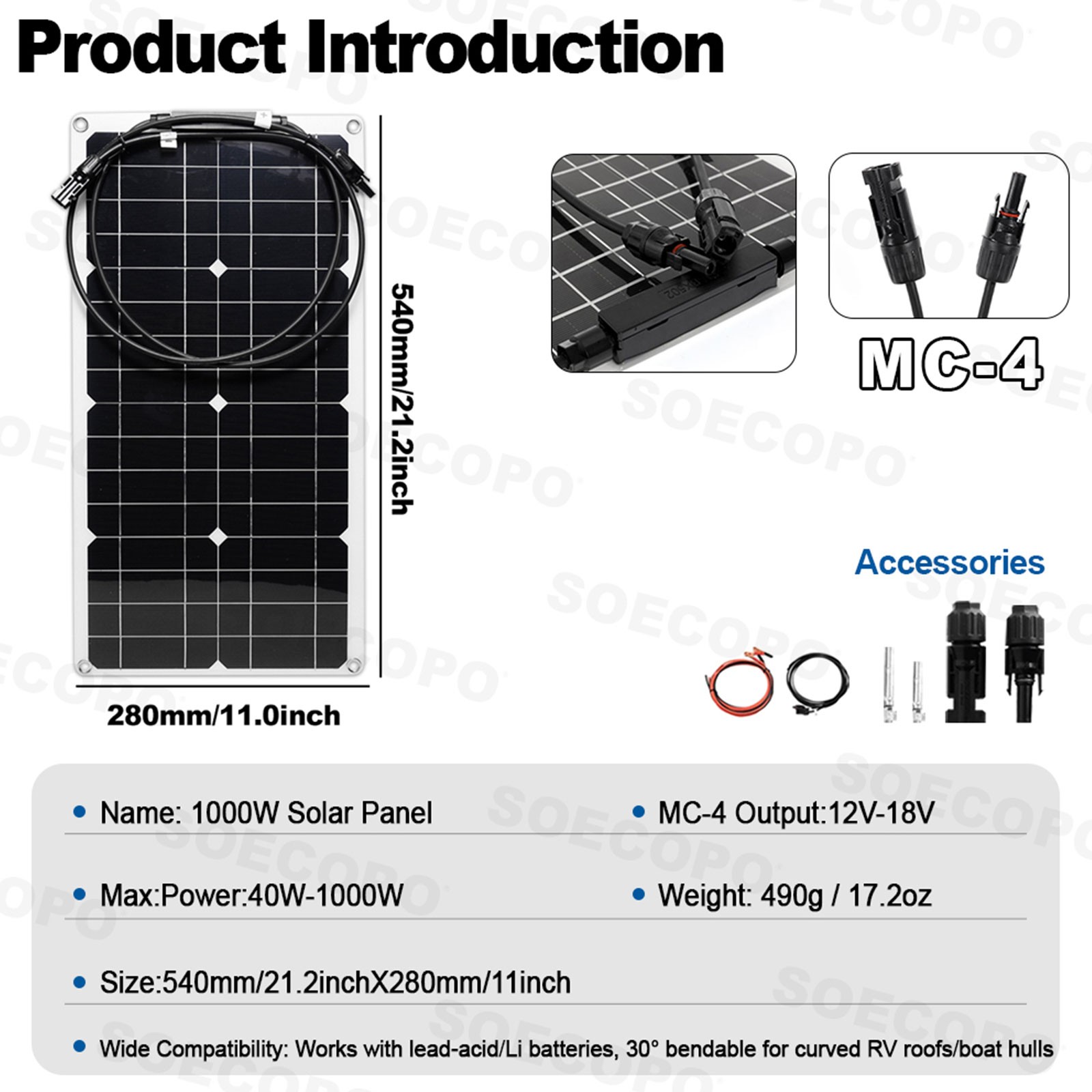 SOECOPO 10000W Solar System Kit,100A Controller, 12V DC to 110V/220V