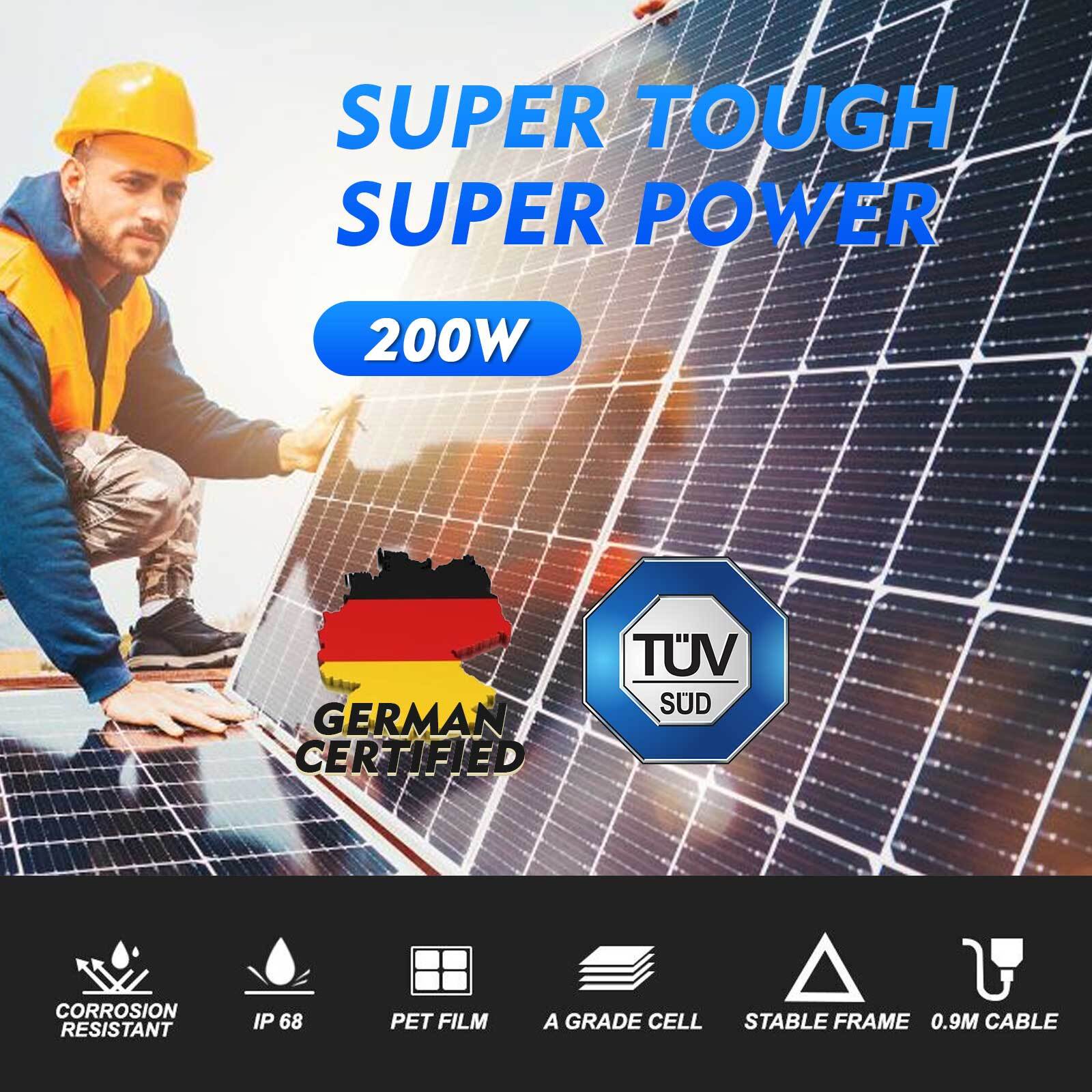 200W Watt Mono Solar Panel 12V Battery Charger Home Boat RV Camping Off Grid