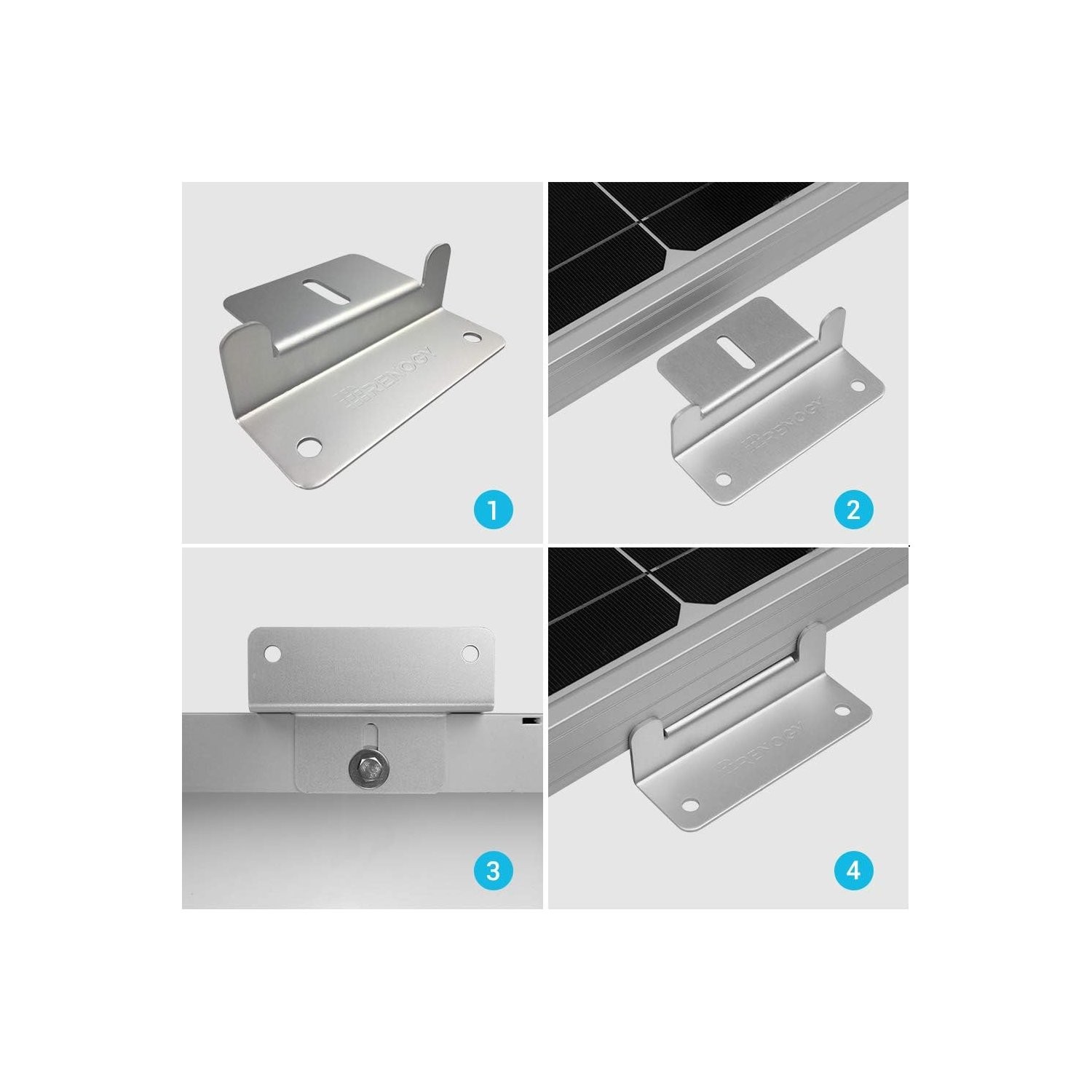 Aluminum Z Brackets for Solar Panel Mounting Gray Set of 4 for Off-Grid Use