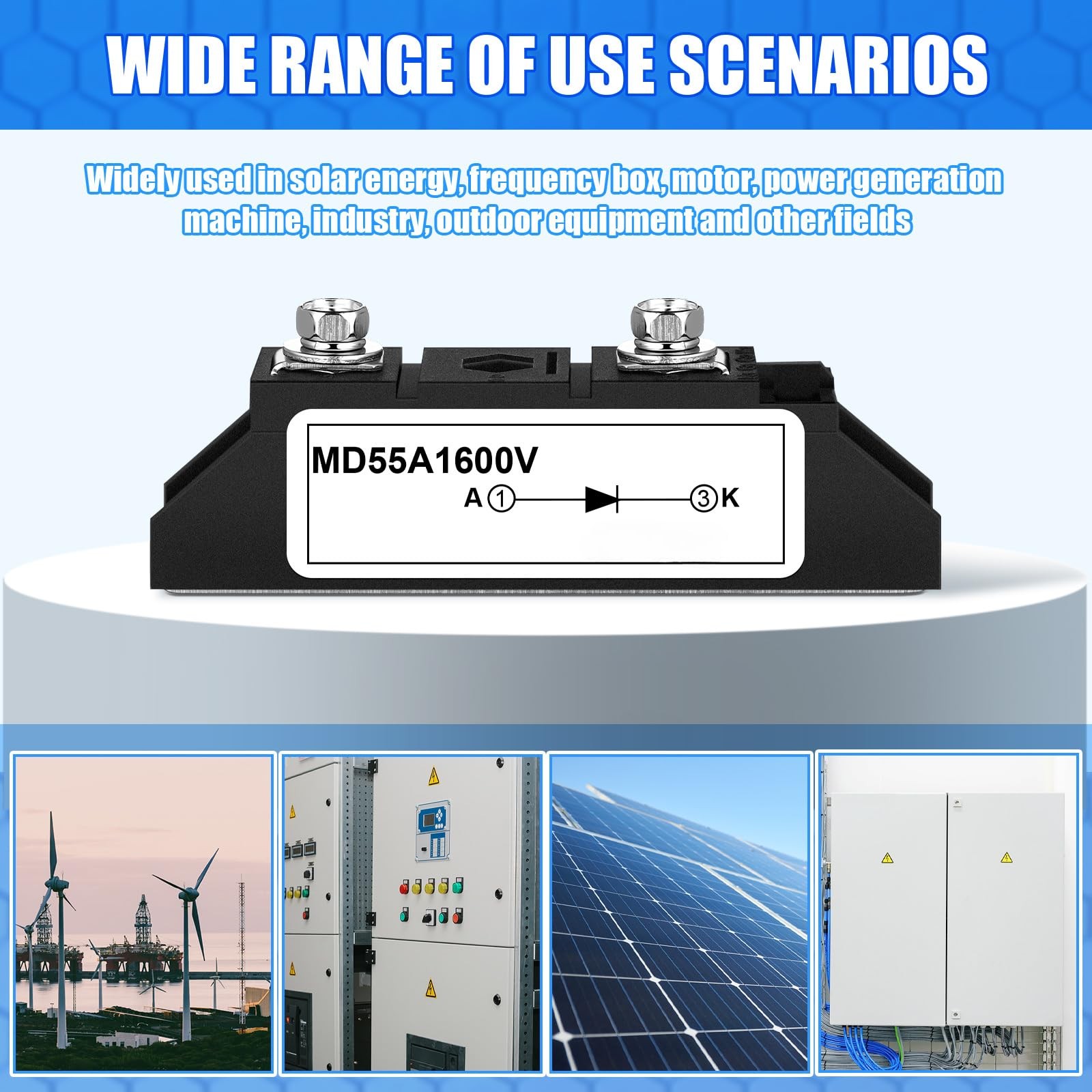 Solar Diode MD 55A-16 50Amp DC Blocking Unidirectional 1600V 400VAC 1 Pcs