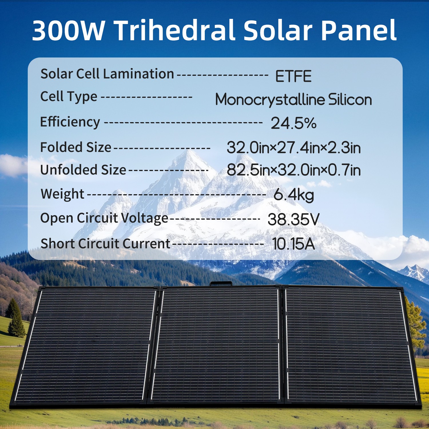 300W Foldable Solar Panel 4-in-1 Adapter XT60 DC for Portable Power Station RV