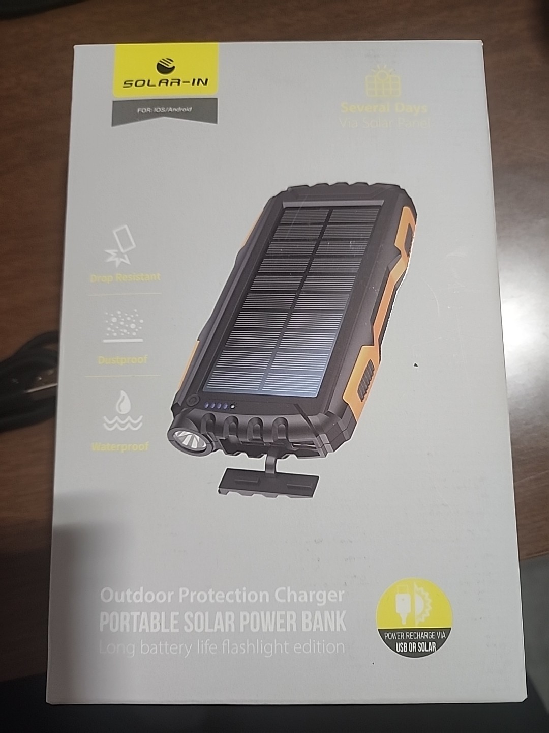 Solar Charger Power Bank – Portable Solar Phone Charger with LED Flashlight Blue