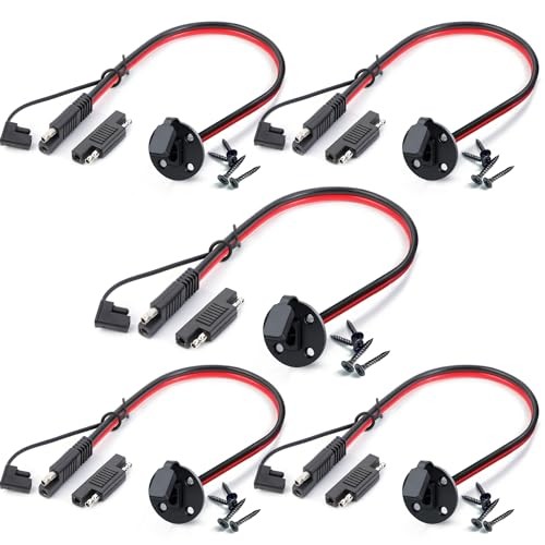 5 PCS – 2 Feet of 2 Pin SAE Socket Sidewall Port 10 AWG 5 pack (2 FT-10 AWG)