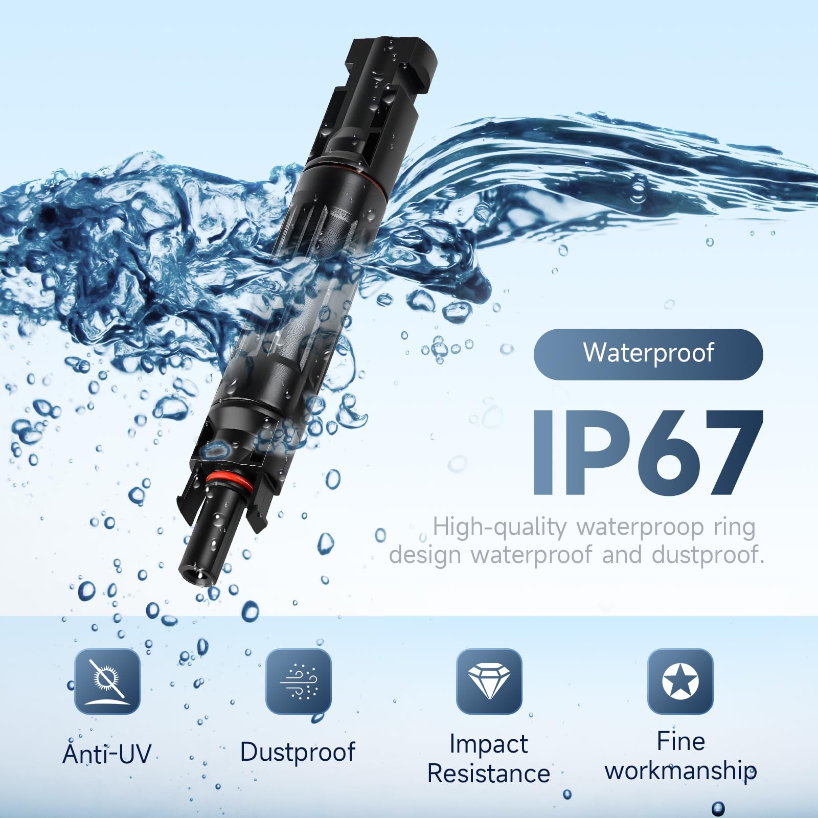 10A Solar Panel Fuse Holder 1000V Waterproof Inline Fuse with Connectors Pack of