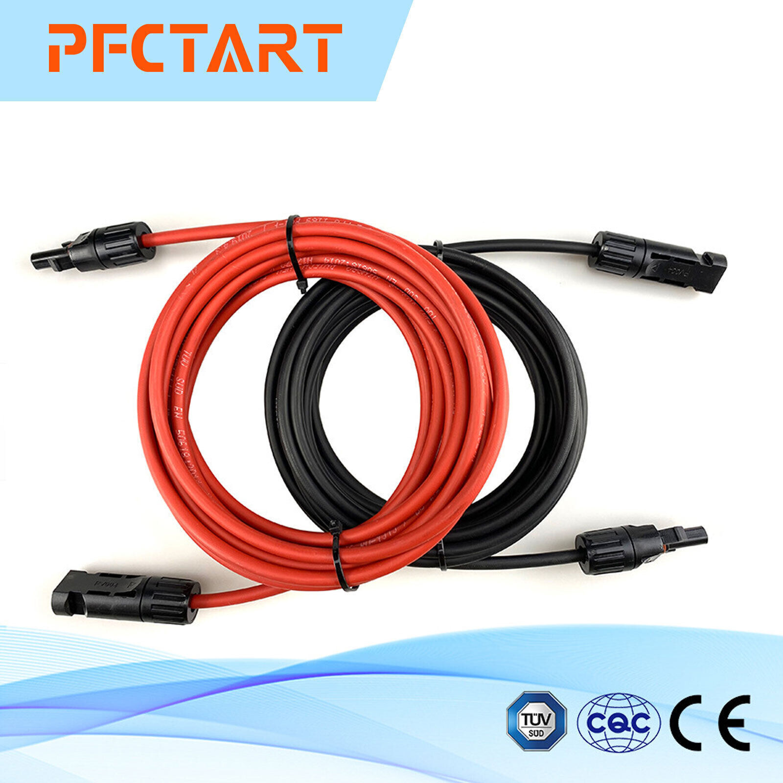 10AWG 3ft – 32.8ft Solar Panel Extension Cable Silicone Flexible Wire Connectors